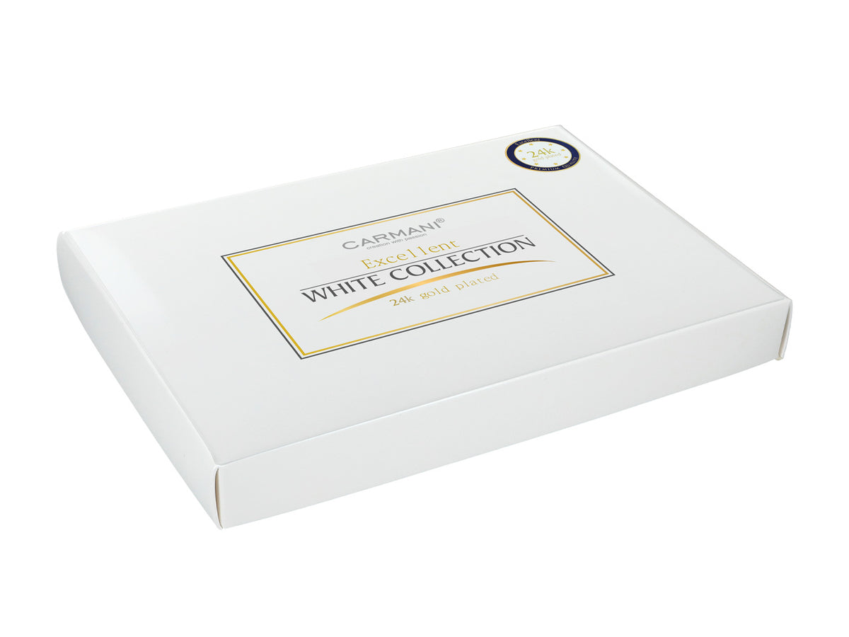 Set mit 6 mit 24K Gold beschichteten Löffelchen Weiße Ösen CARMANI mit Möglichkeit zur Personalisierung durch Gravur - elegantes Geschenk für jeden Anlass, Maße 13 cm