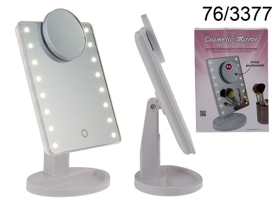 Beleuchteter LED-Kosmetikspiegel mit 5x-Vergrößerung, mit Möglichkeit zur Personalisierung durch Gravur