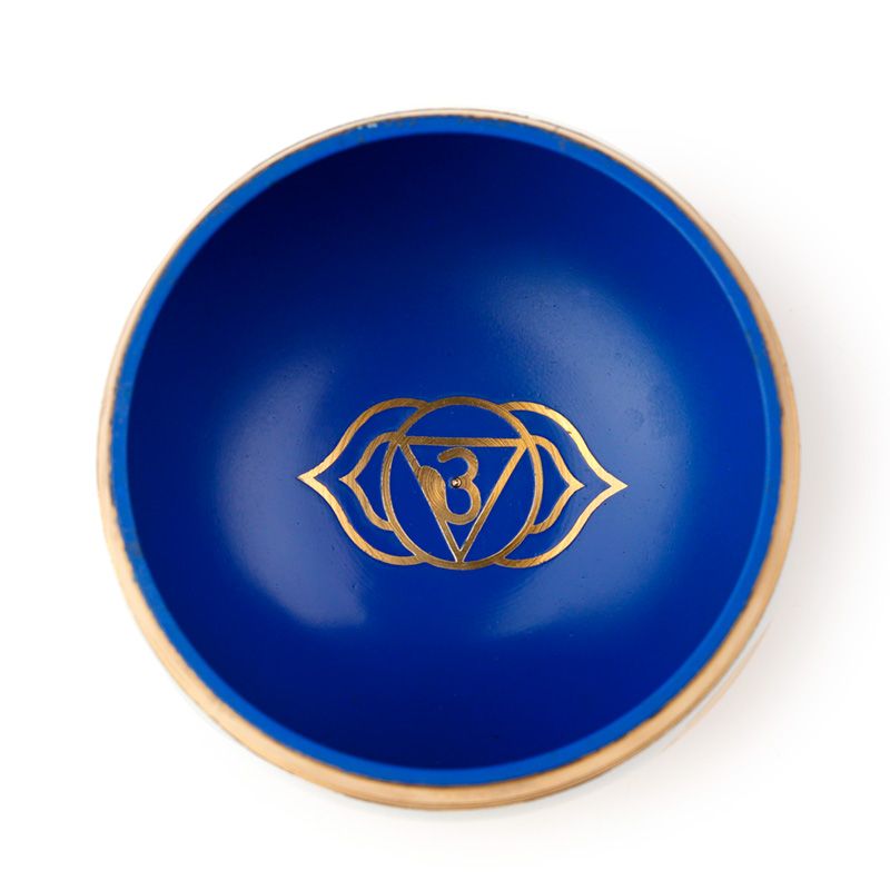 Singende Schale, blaues Chakra, mit Möglichkeit zur Personalisierung durch Gravur, Durchmesser 10 cm, Höhe 5 cm