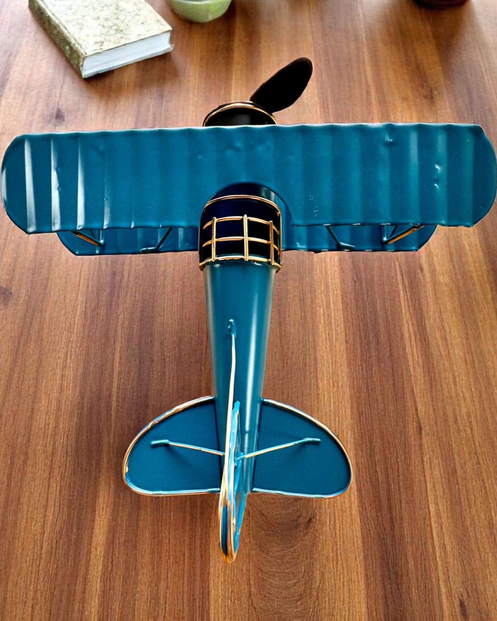 Metallmodellflugzeug Blue Baron – retro, als Geschenk, mit Gravuroption