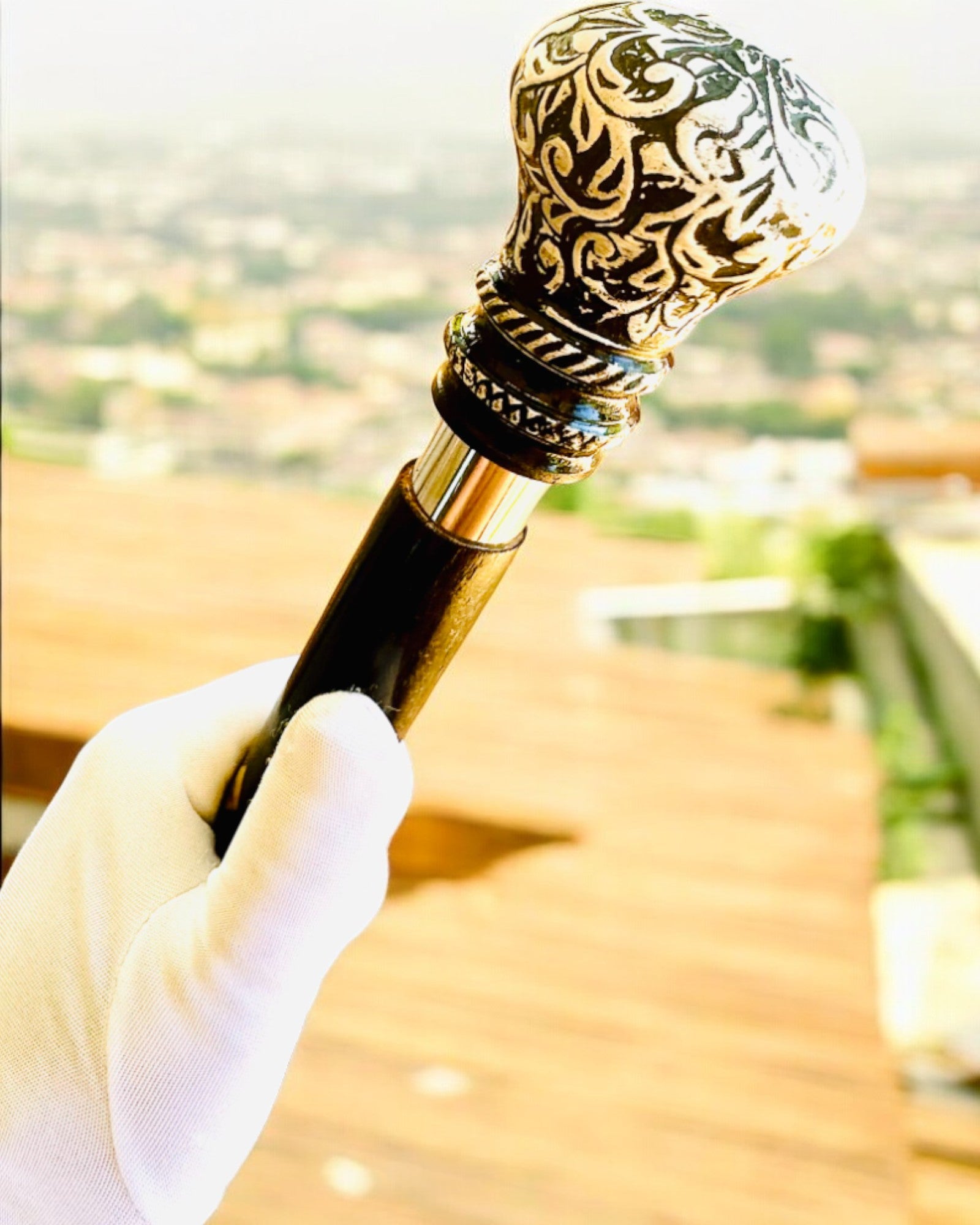 Spazierstock "Majestätsstock" aus Holz, handgefertigt, Gravur möglich, 2 Varianten zur Auswahl