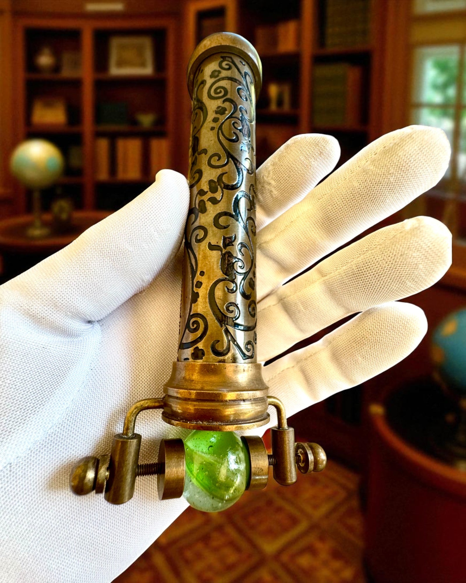 Vintage-Kaleidoskop „Emerald Dreams“, 15 cm – handgefertigt, mit Personalisierung durch Gravur als Geschenk