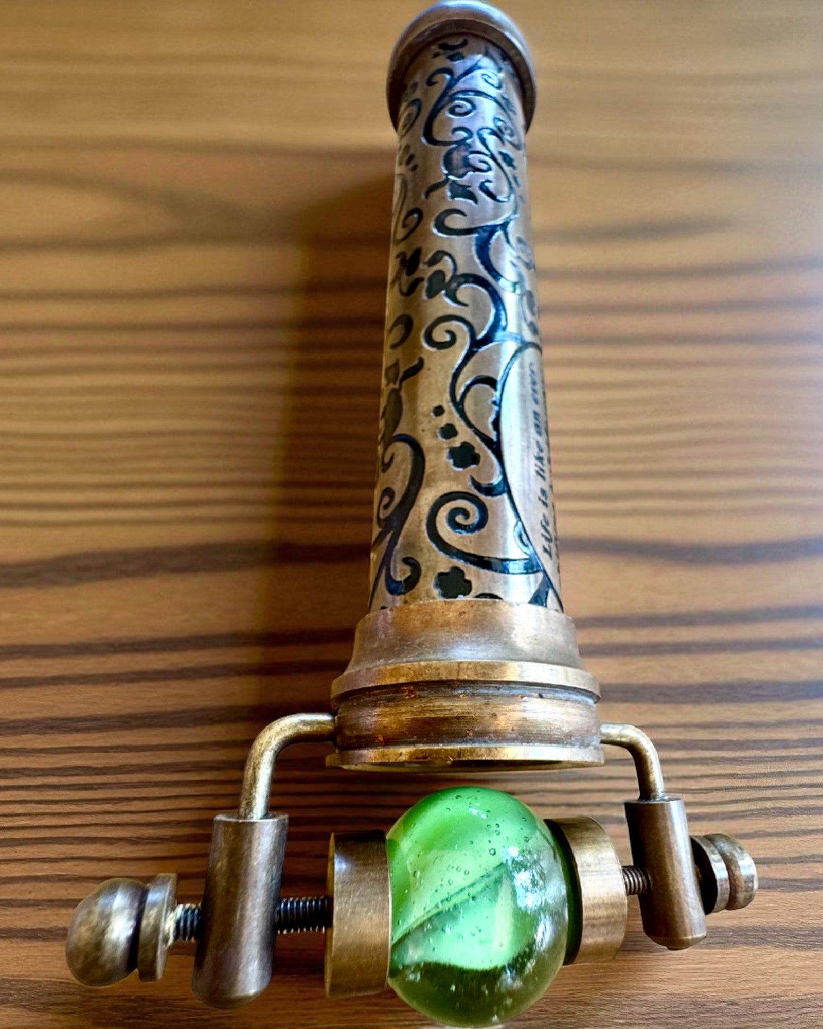 Vintage-Kaleidoskop „Emerald Dreams“, 15 cm – handgefertigt, mit Personalisierung durch Gravur als Geschenk