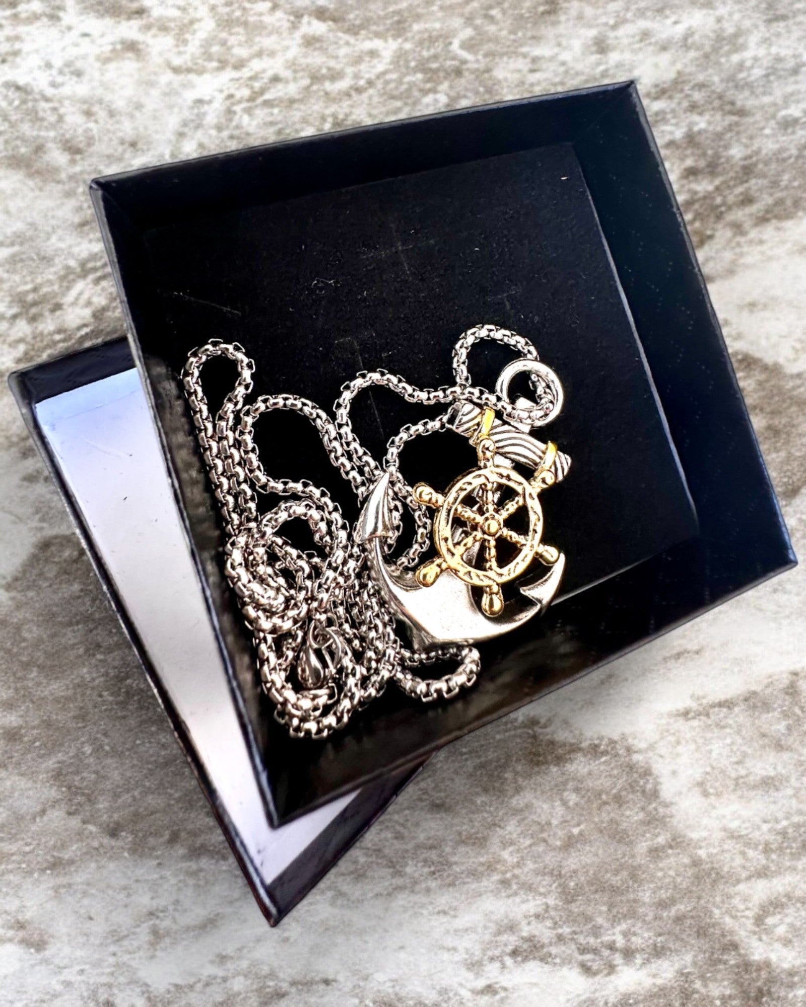 Amulett Seemannsanker des Kapitäns, Halskette mit Gravuroption als Geschenk