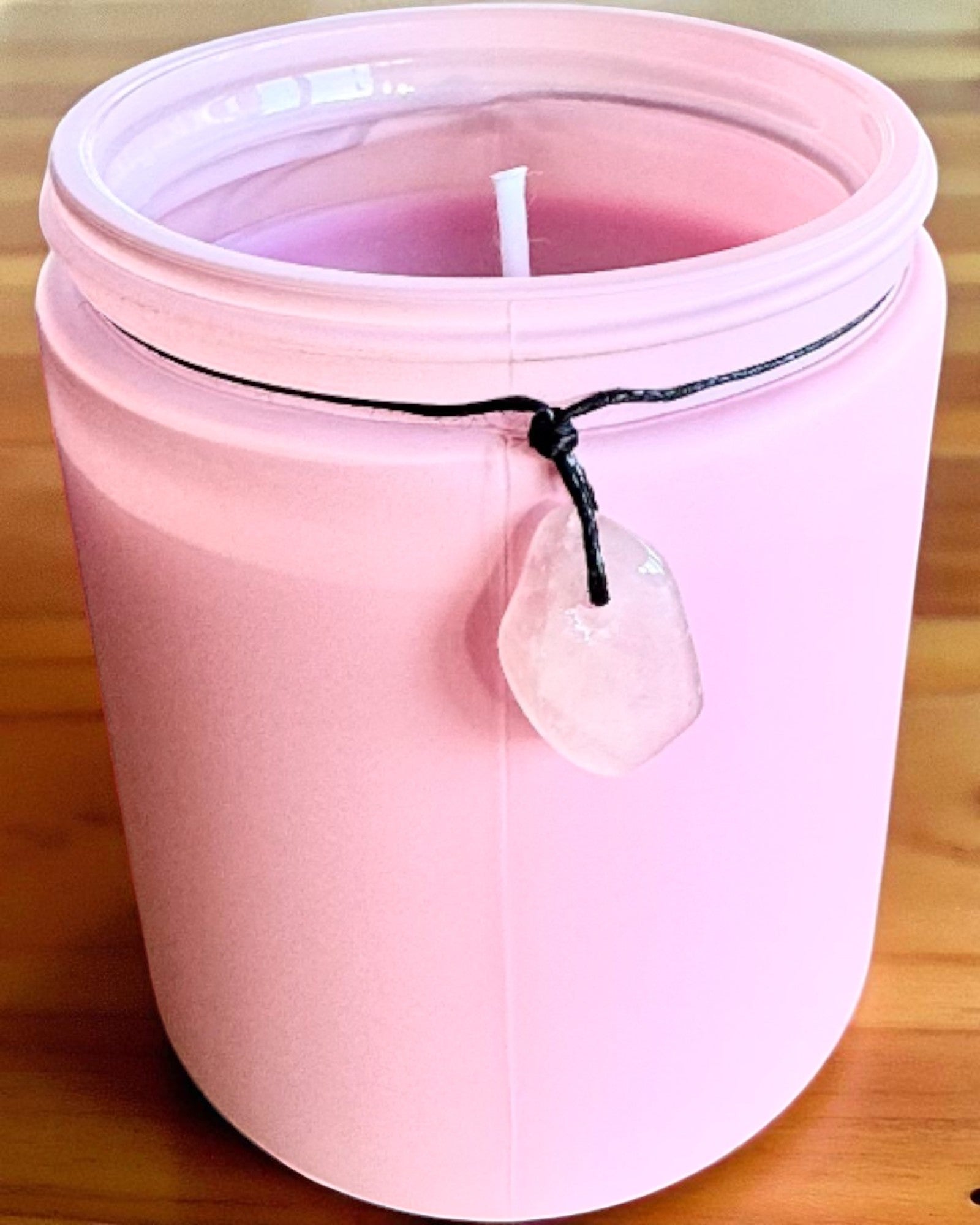 Intentionale Sojakerze Rosenquarz – Liebe, Harmonie und Herzensfrieden, 250 ml, personalisierbar als Geschenk