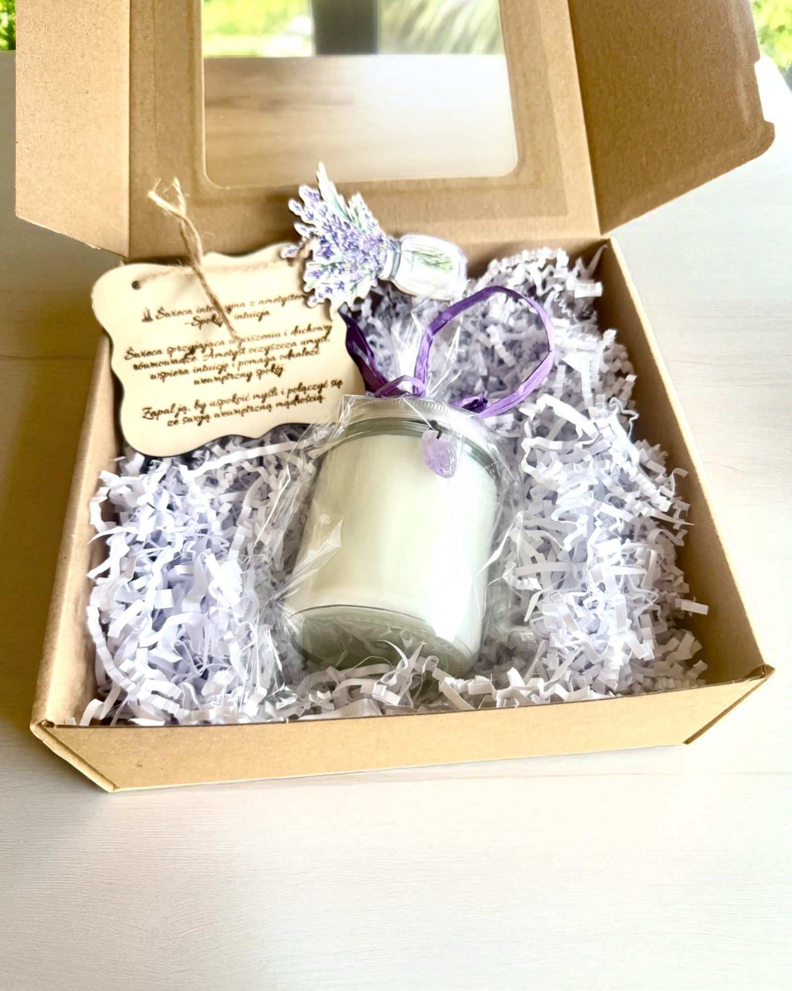 Intentionale Sojakerze Amethyst – Ruhe, Harmonie und Reinigung, 250 ml, Personalisierung als Geschenk möglich