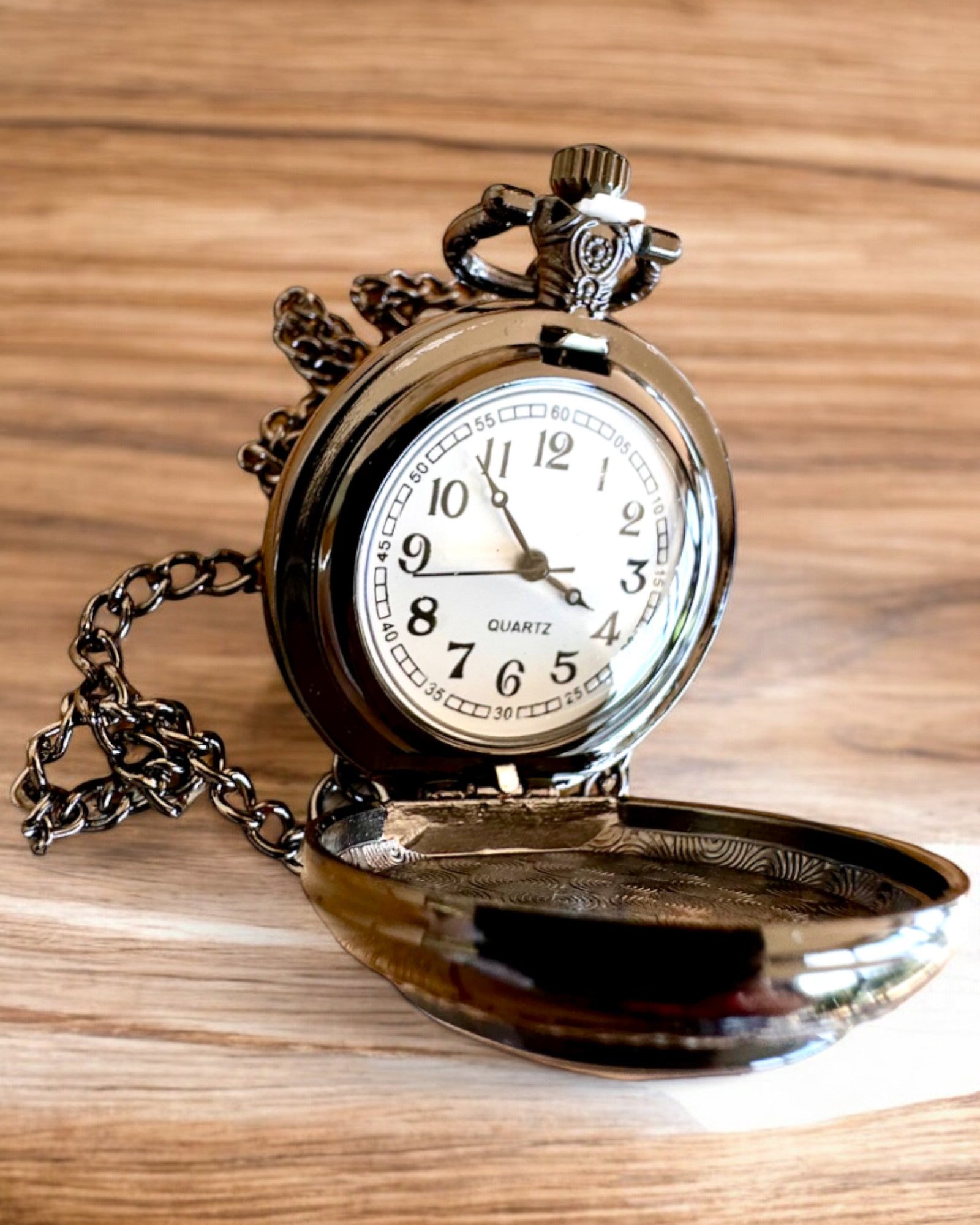 Taschenuhr Unicorn Elegance mit Kette, Einhorn-Motiv, kostenlose Gravur auf Bestellung