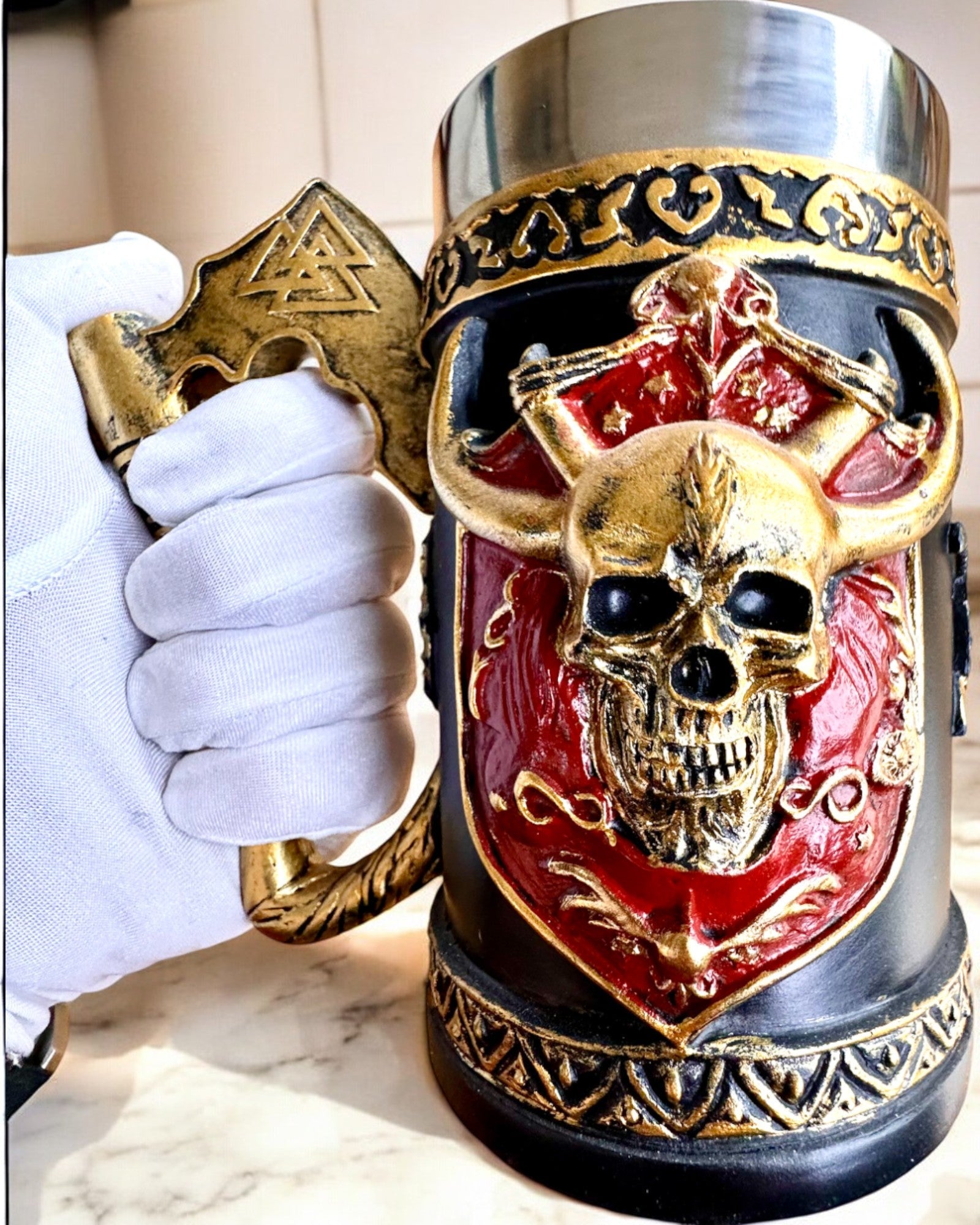 Karnawałowy Kufel Wojownika - 600 ml, 16 cm Höhe, Möglichkeit zur Personalisierung mit Gravur als Geschenk