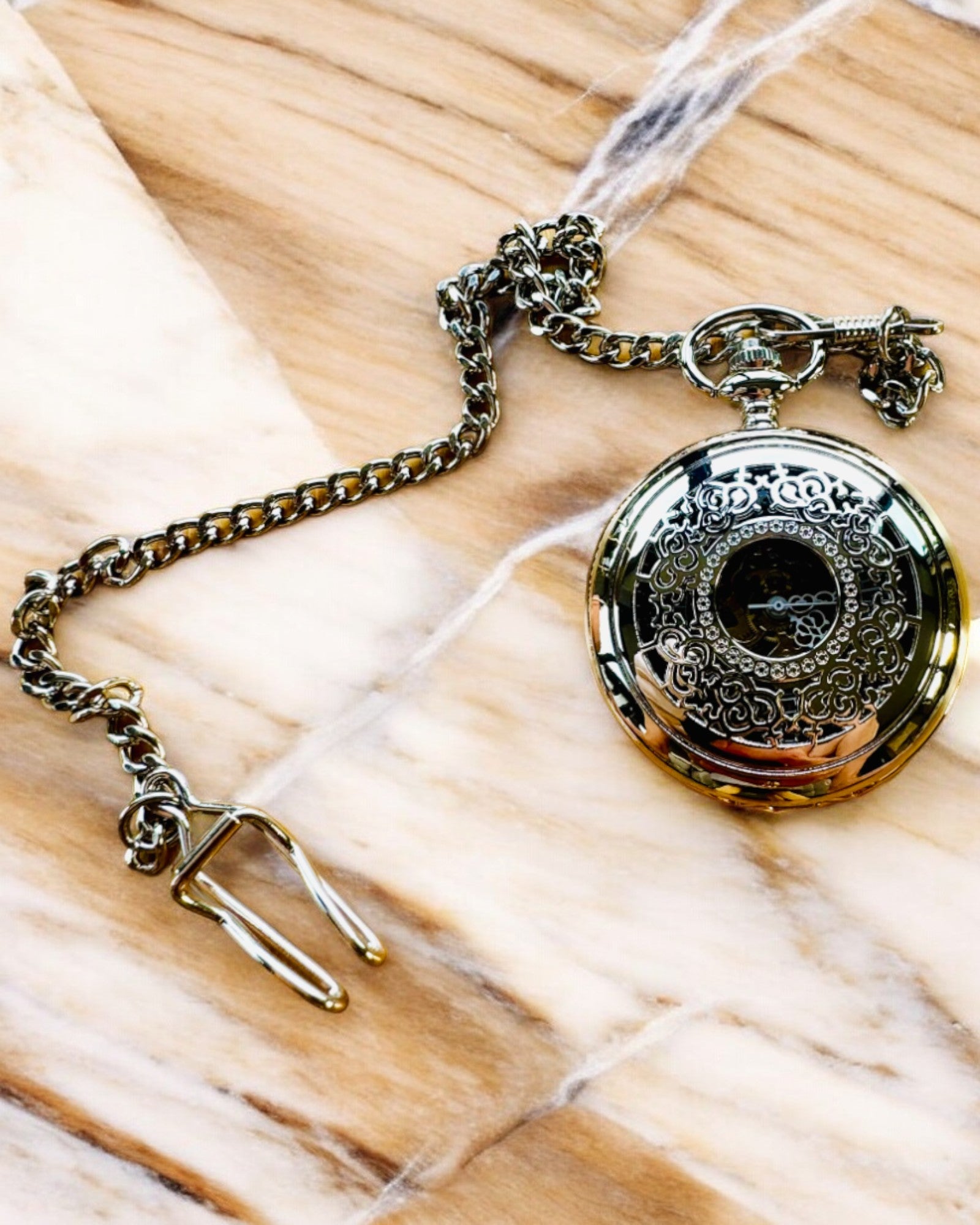 Taschenuhr "Eterna Eleganz", personalisiertes Geschenk, Gravur. Farbe Silber