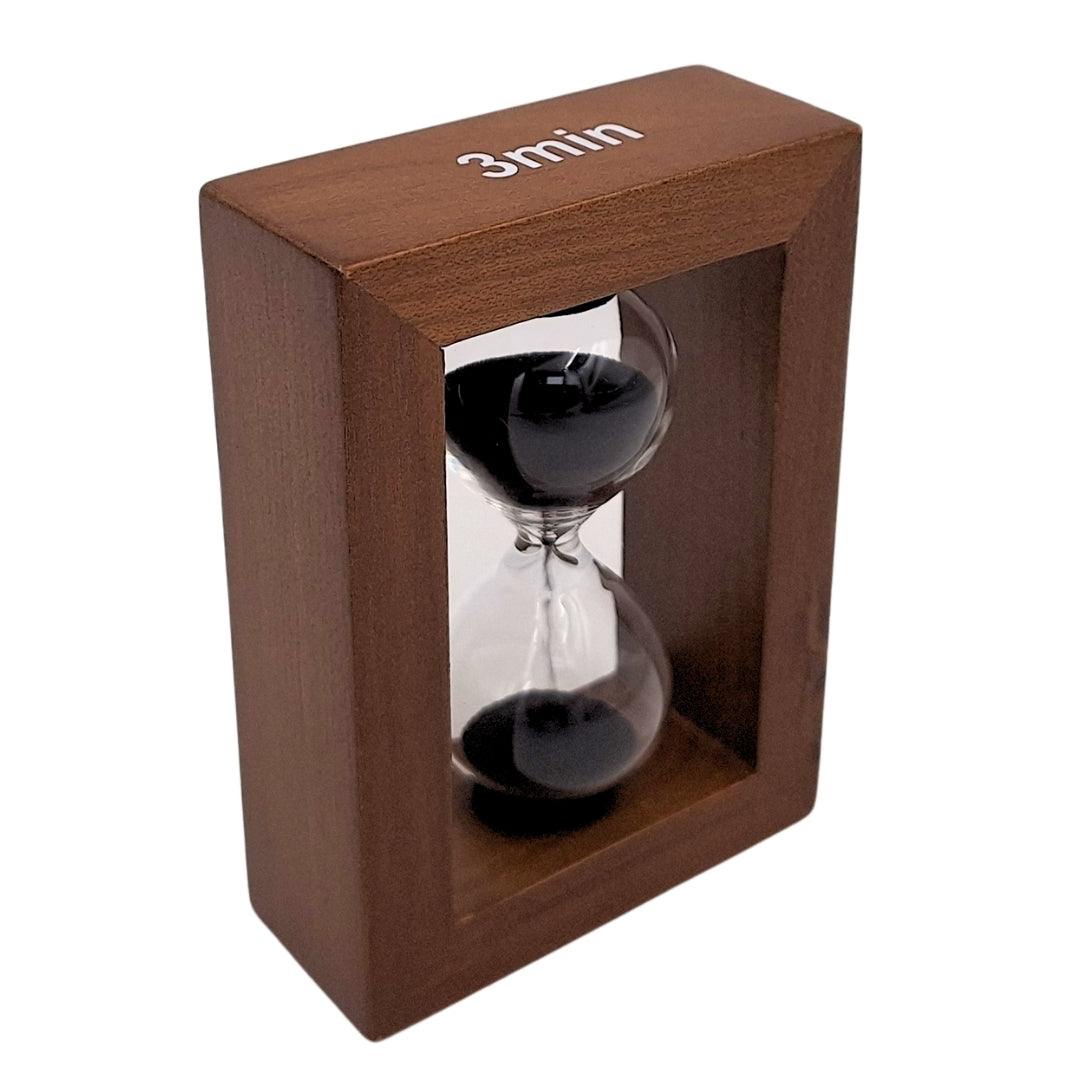 3-Minuten-Sanduhr im Holzrahmen - elegante Dekoration – M123