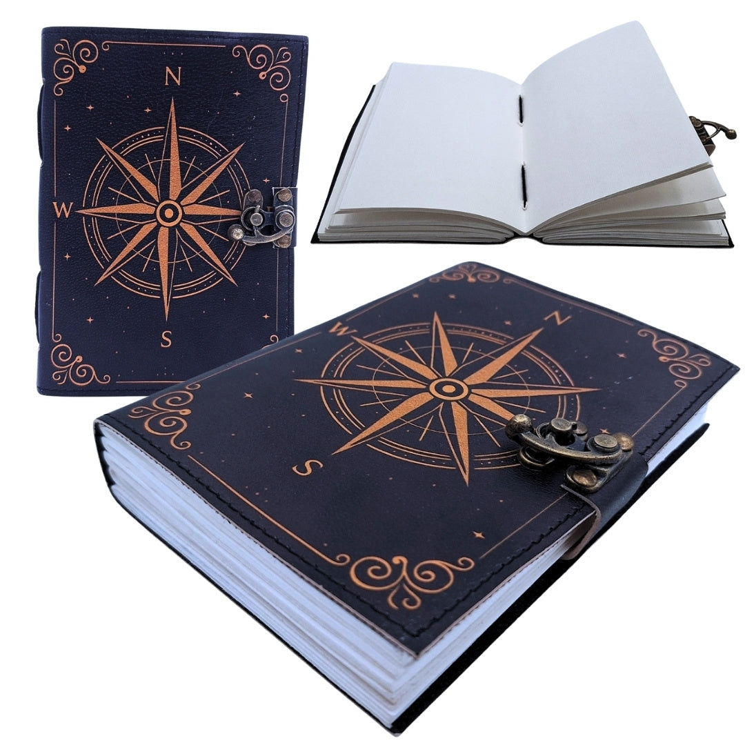 Retro-Leder-Notizbuch Windrose – Geschenk für einen Segler - AH09