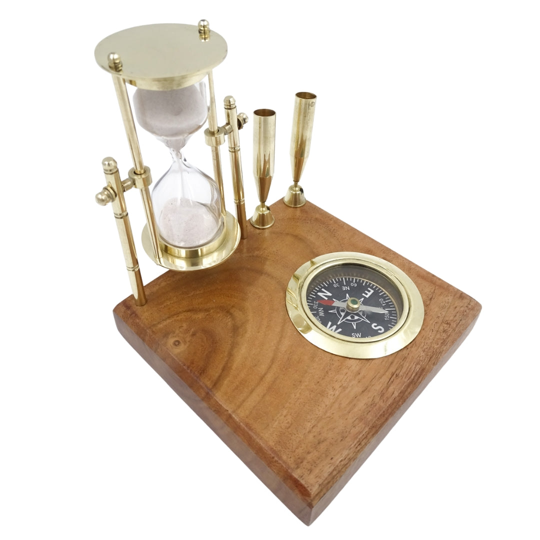 Retro-Schreibtischset - Sanduhr, Kompass und Stifthalter - NC2618OP