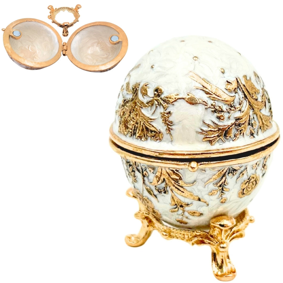 Exklusive Schatulle Fabergé-Ei aus Metall mit Kristallen - B0794-00