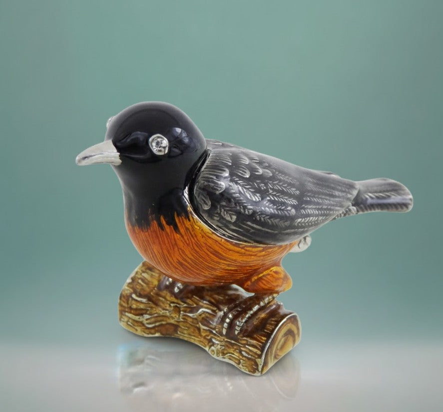 Außergewöhnliches kleines Metallkästchen, mit Kristallen verziert - Vogel - B0192-02