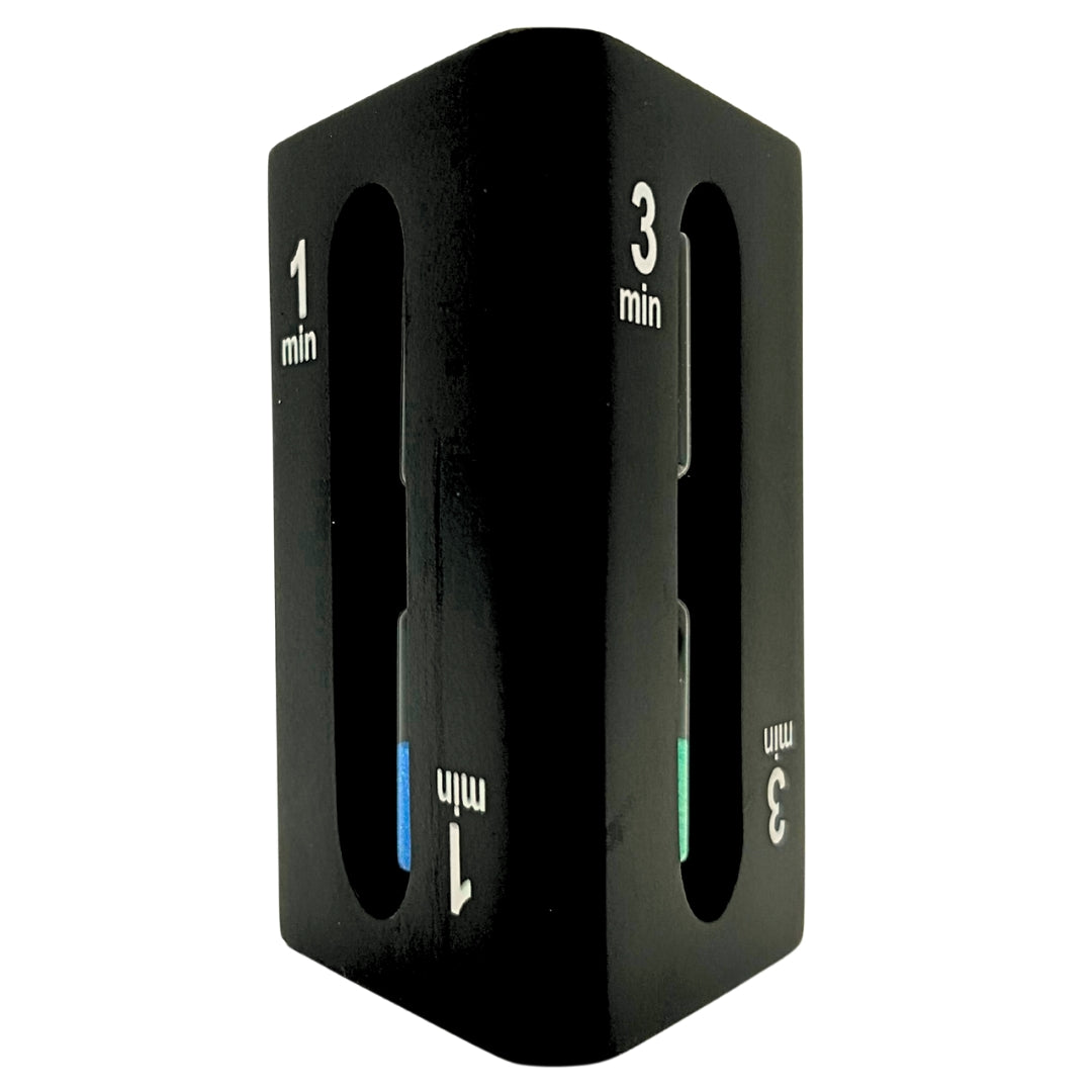 1-3-5-Minuten-Sanduhr, dreiseitig, schwarz - ideal für Brettspiele - STW6