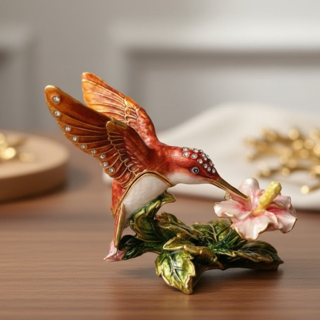 Exklusive kleine Schmuckschatulle mit Kristallen verziert – Kolibri – HX357