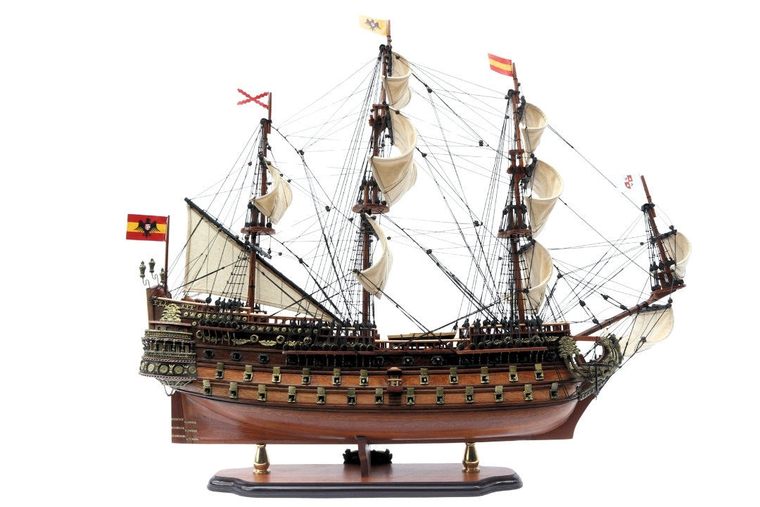 Segelschiffmodell des Schiffs San Felipe 80cm, Möglichkeit zur Personalisierung durch Gravur