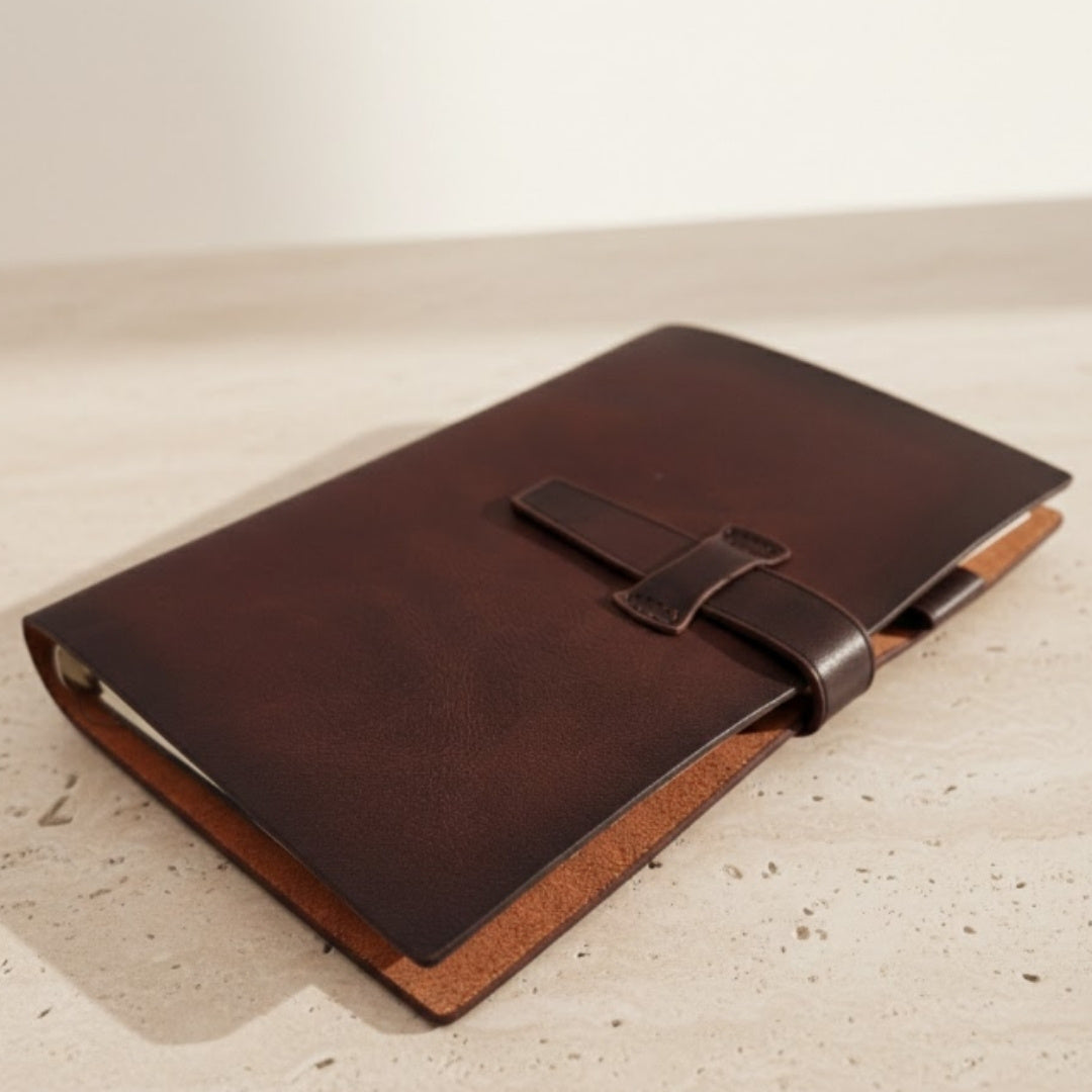 Elegantes Leder-Notizbuch A6 Retro Vintage mit Verschluss – Tagebuch – EE3