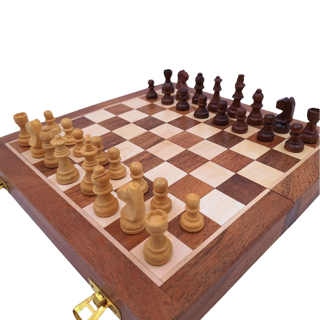 Magnetisches Holz-Schachspiel 30x30cm klappbar - G614