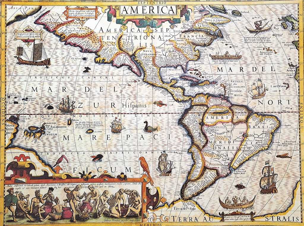 Karte von Amerika 1628 - J. Hondius Reprint - M1628