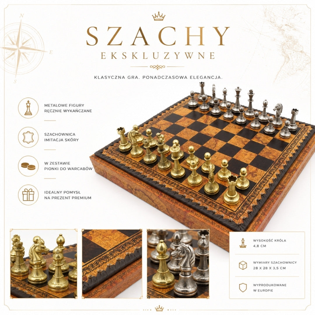 Exklusive Metall-Schachfiguren Italfama 28x28 cm – N035