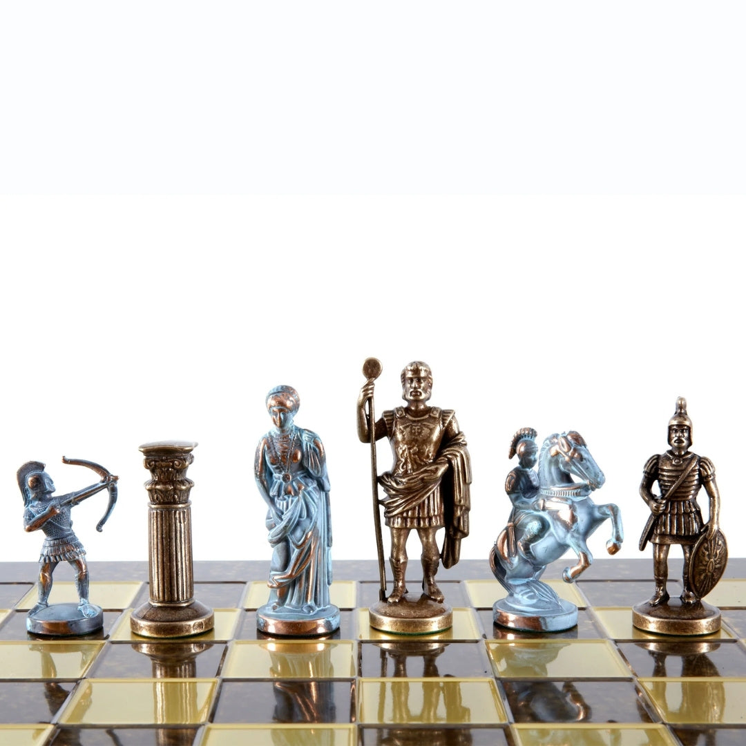 Messing-Schachspiel Bogenschützen groß 44x44cm - luxuriöses Geschenk - S10BBRO