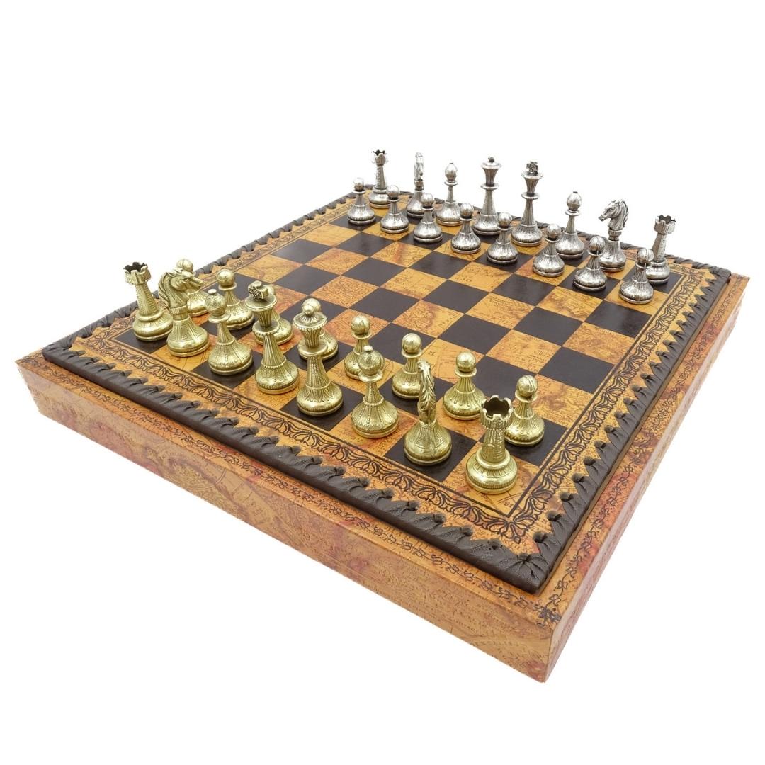 Exklusive Metall-Schachfiguren Italfama 28x28 cm – N035
