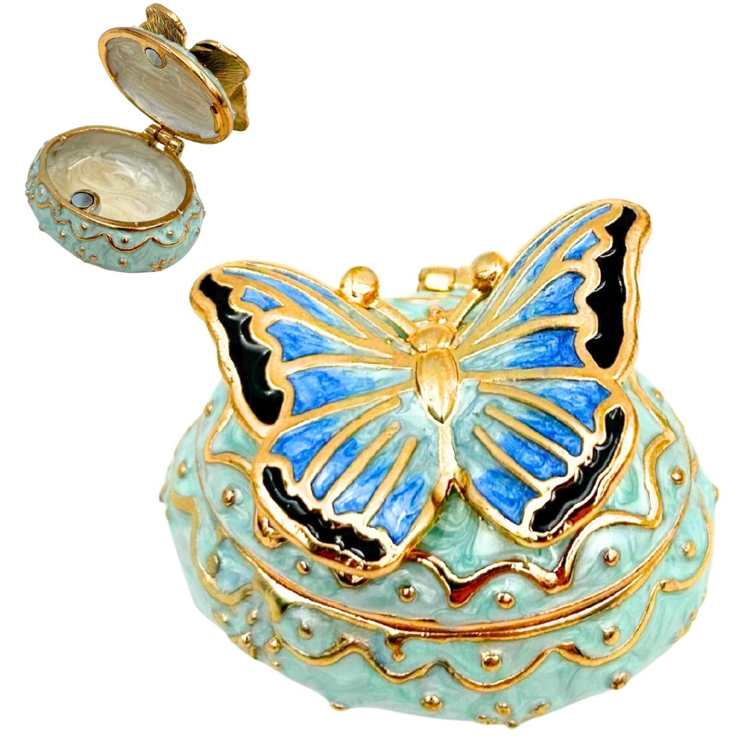Exklusive Schmuckbox Schatulle - Schmetterling mit Kristallen - B0782-00BL