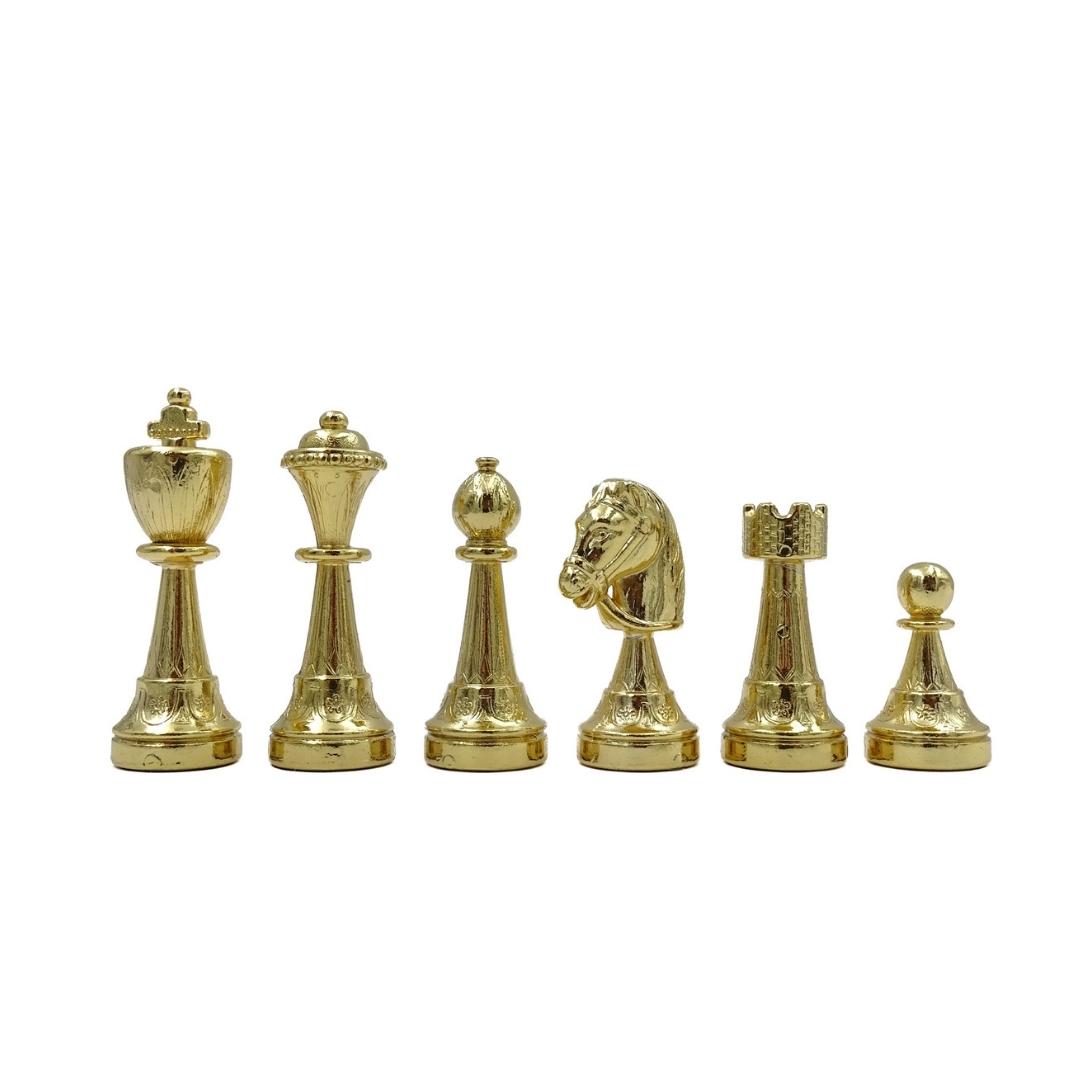 Große exklusive Schachfiguren Italfama aus vergoldetem Metall 53x53 cm – N137