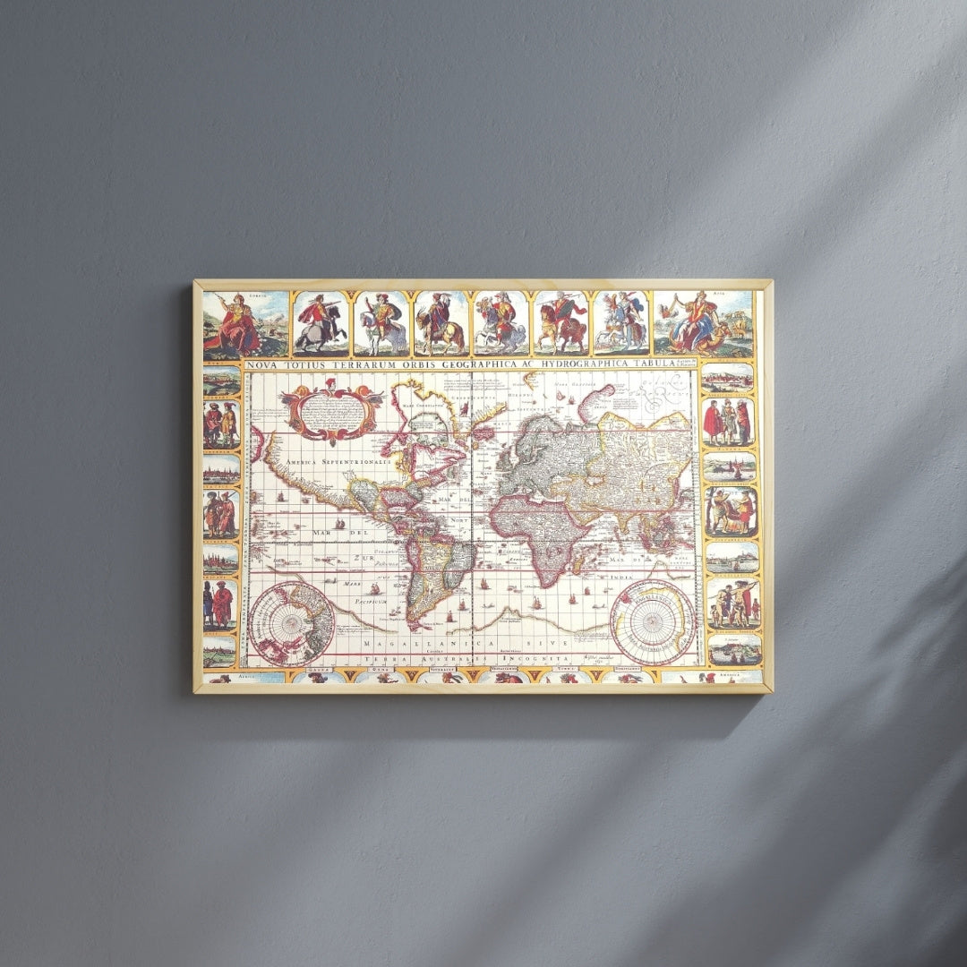 Historische Weltkarte Piscator 1652 r. - Abmessungen 56 x 45 cm - M1652