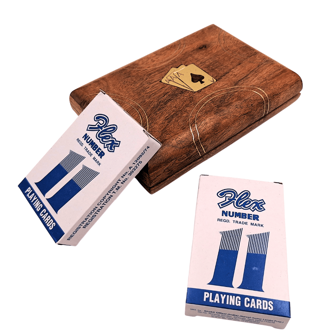 Set mit 2 Kartenspielen in einer Holzbox – elegantes Geschenk – Vintage – DNU-2791