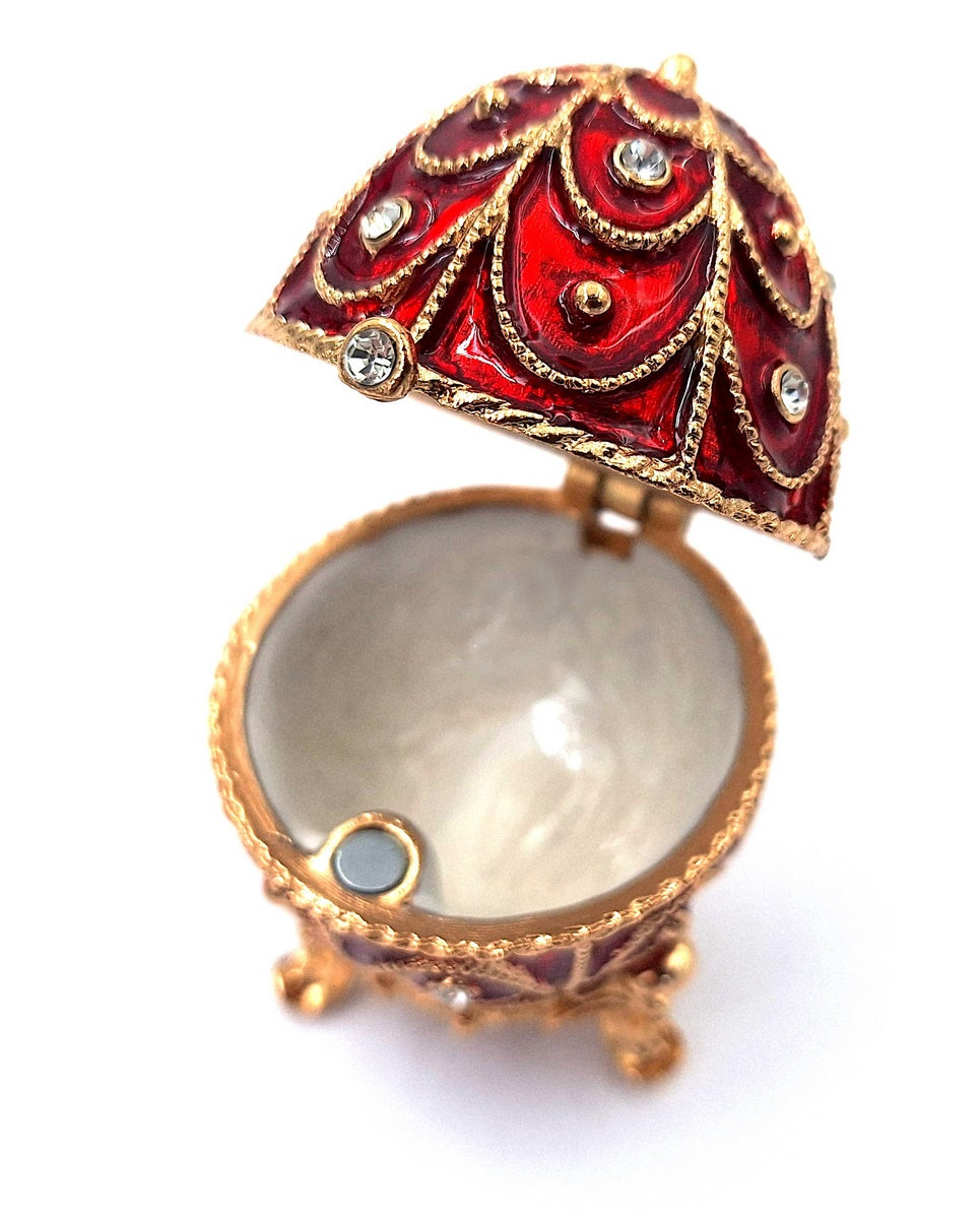Exklusive kleine Metallschatulle mit Kristallen - Fabergé-Ei - B0748-17 RD