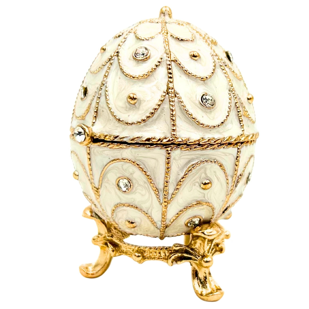 Exklusive Schatulle Fabergé-Ei aus Metall mit Kristallen - B0748-17WH