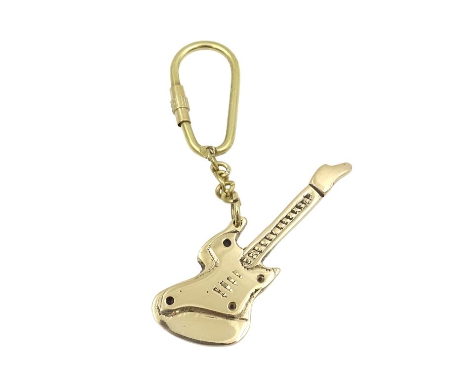 Messing-Schlüsselanhänger Gitarre in eleganter Schachtel – Geschenk für Gitarristen - KRT21A