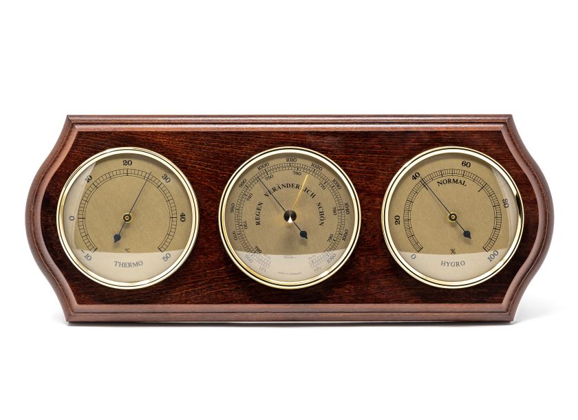 Fischer-Wetterstation - Barometer Hygrometer Thermometer - Messing Holz - 9176-22