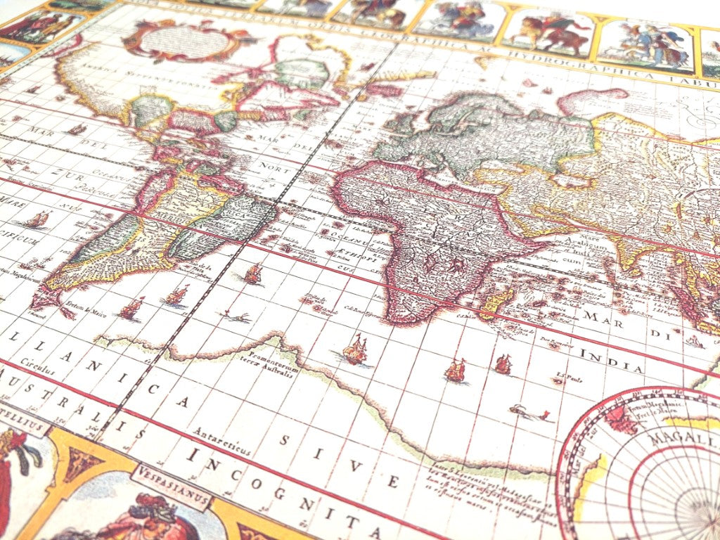 Historische Weltkarte Piscator 1652 r. - Abmessungen 56 x 45 cm - M1652