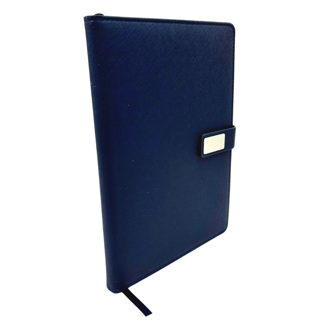 Elegantes Geschenkset marineblaues Ledernotizbuch A5 mit Kugelschreiber in Geschenkbox - EE13