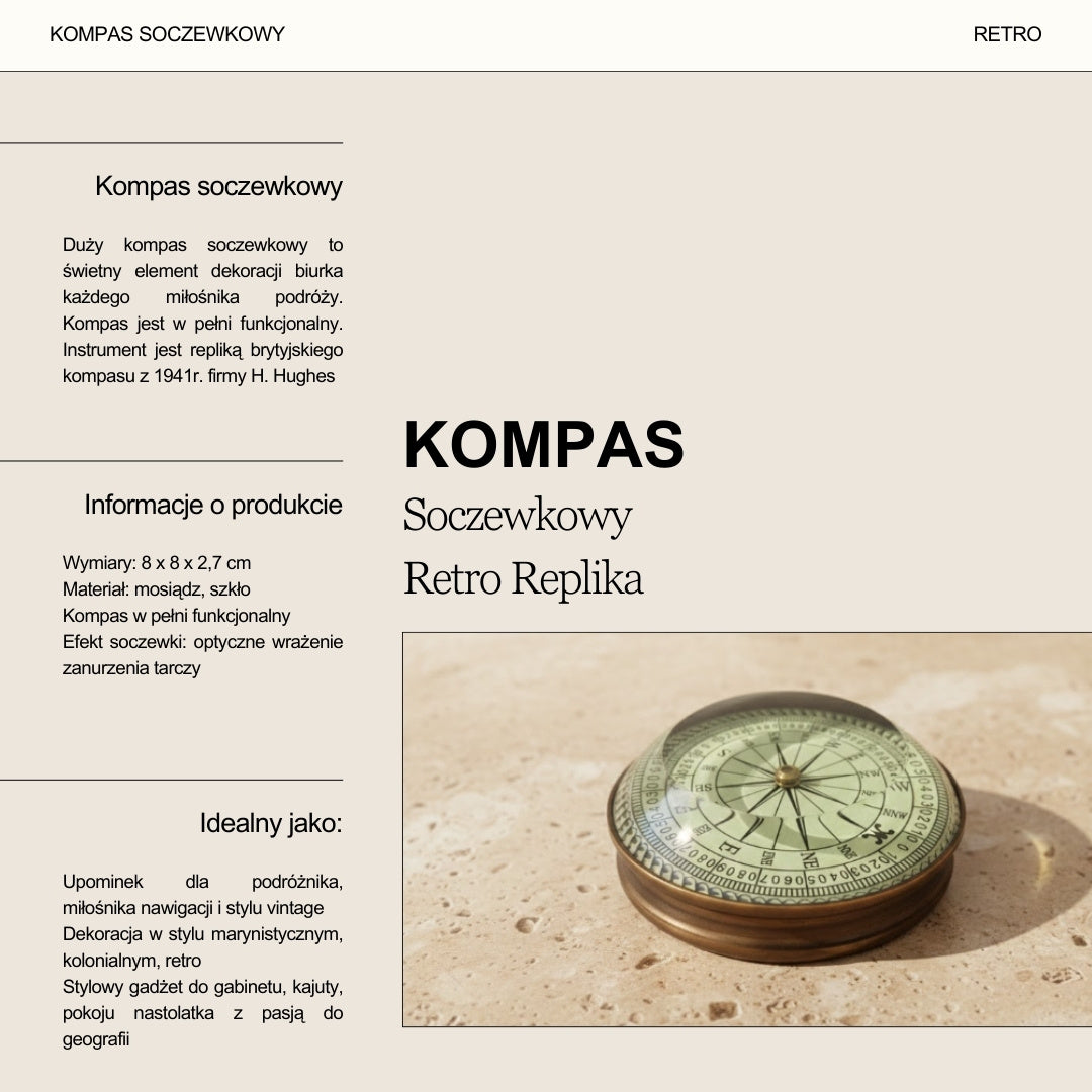 Messing-Linsenkompass – Retro-Replik - NC2511