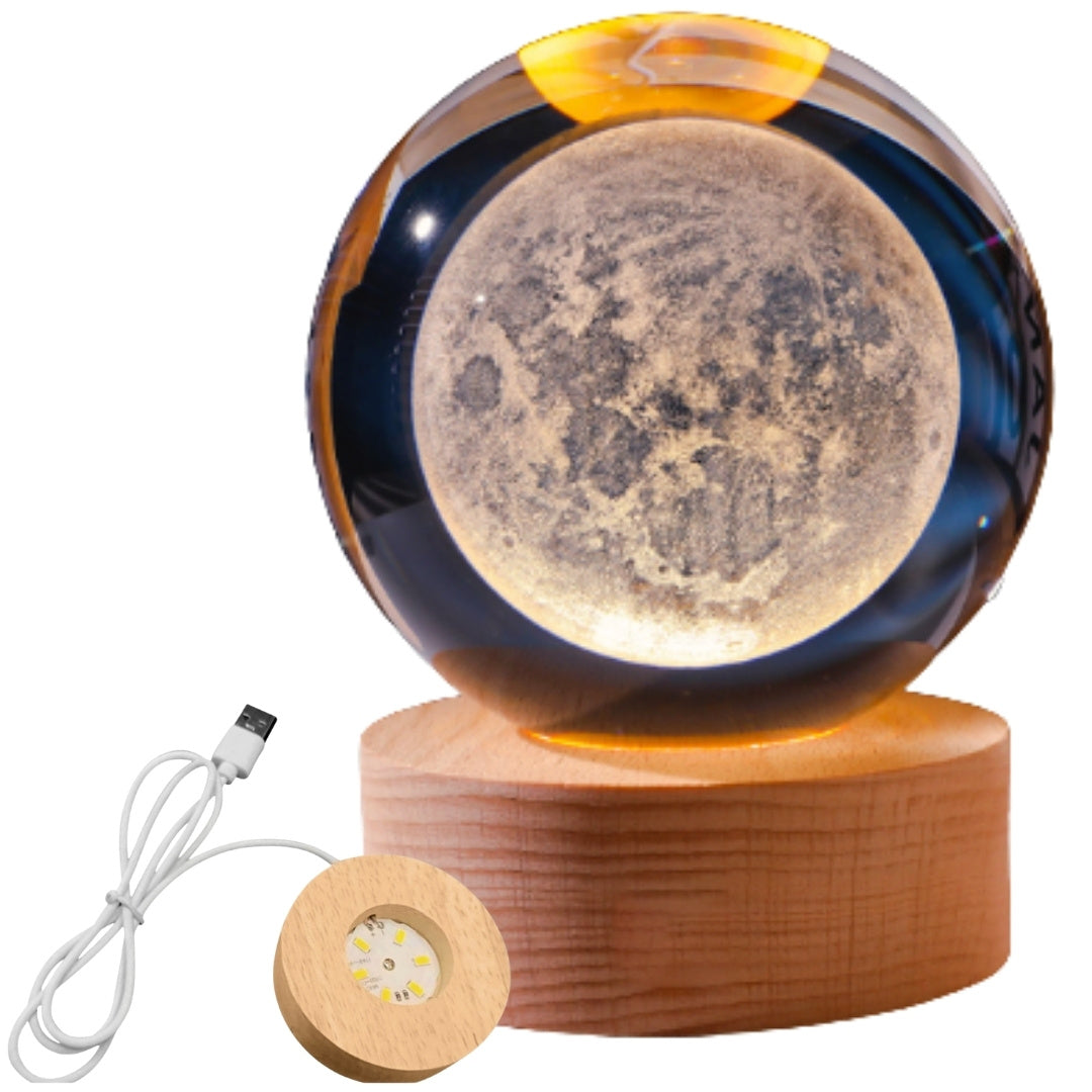 3D-Glaskugel Mond- LED-USB-Nachtlampe - Schreibtisch-Gadget
- KKS