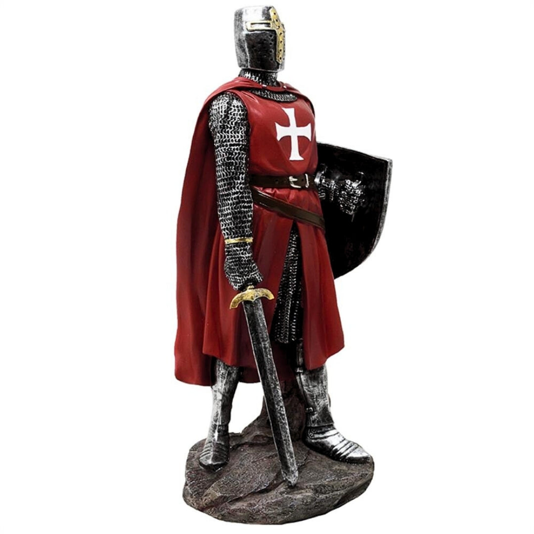 Figur eines Kreuzritters 30 cm aus Polyresin mit Möglichkeit zur Personalisierung durch Gravur