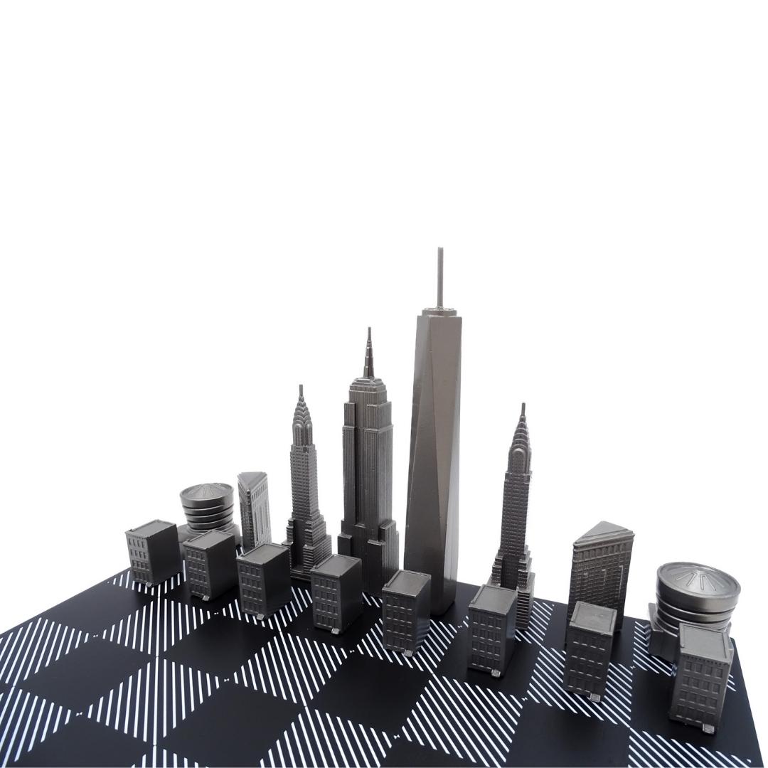 Designer-Schach Skyline New York aus Edelstahl – NY