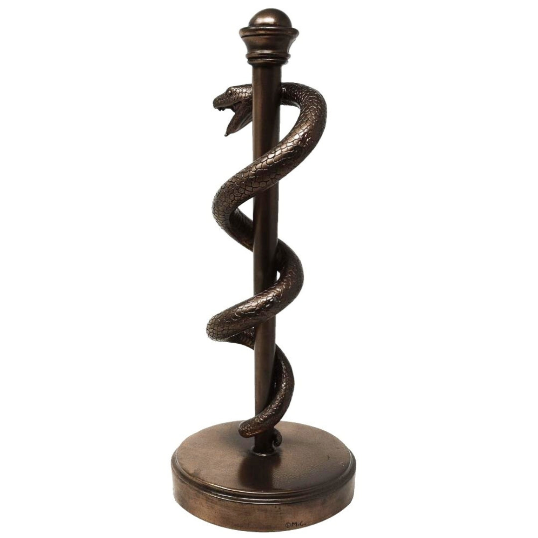 Äskulapstab-Figur, Geschenk für Arzt oder Mediziner - 30 cm, Harz - MC-9634
