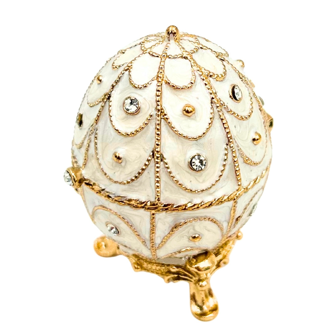 Exklusive Schatulle Fabergé-Ei aus Metall mit Kristallen - B0748-17WH