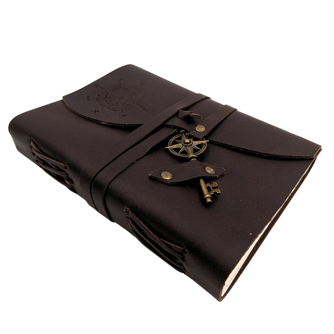 Retro-Leder-Notizbuch Windrose, 200 Seiten - Geschenk für einen Segler - AH03