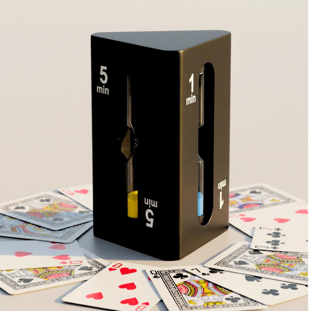 1-3-5-Minuten-Sanduhr, dreiseitig, schwarz - ideal für Brettspiele - STW6