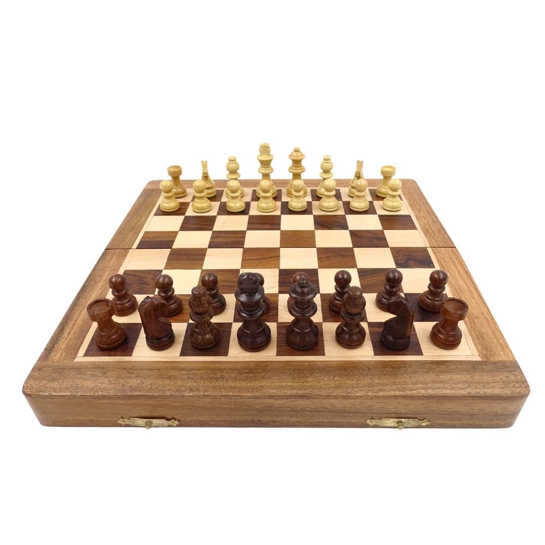 Magnetisches Holz-Schachspiel 30x30cm klappbar - G614