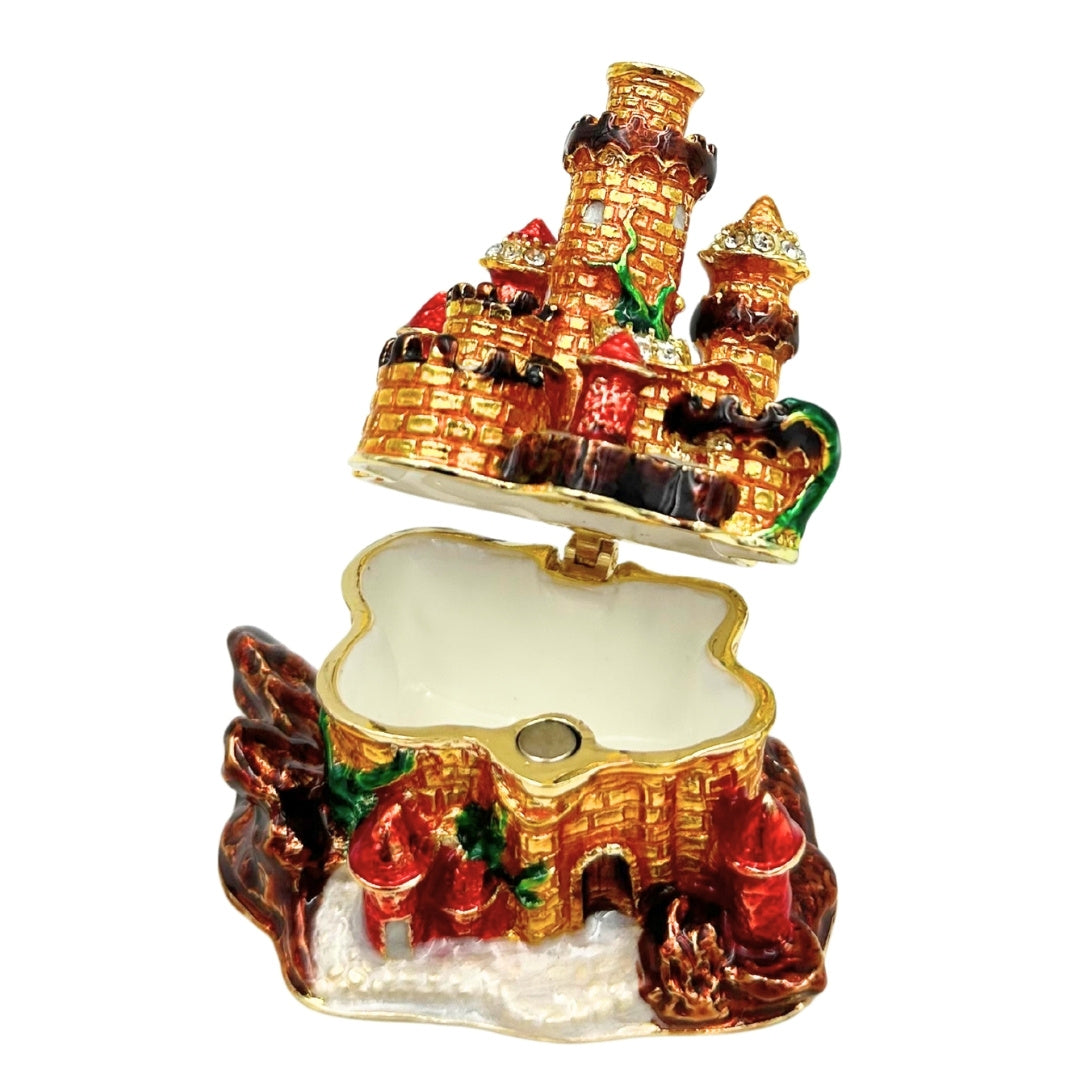 Kleine Schmuckschatulle mit Kristallen verziert – Schloss – HX580