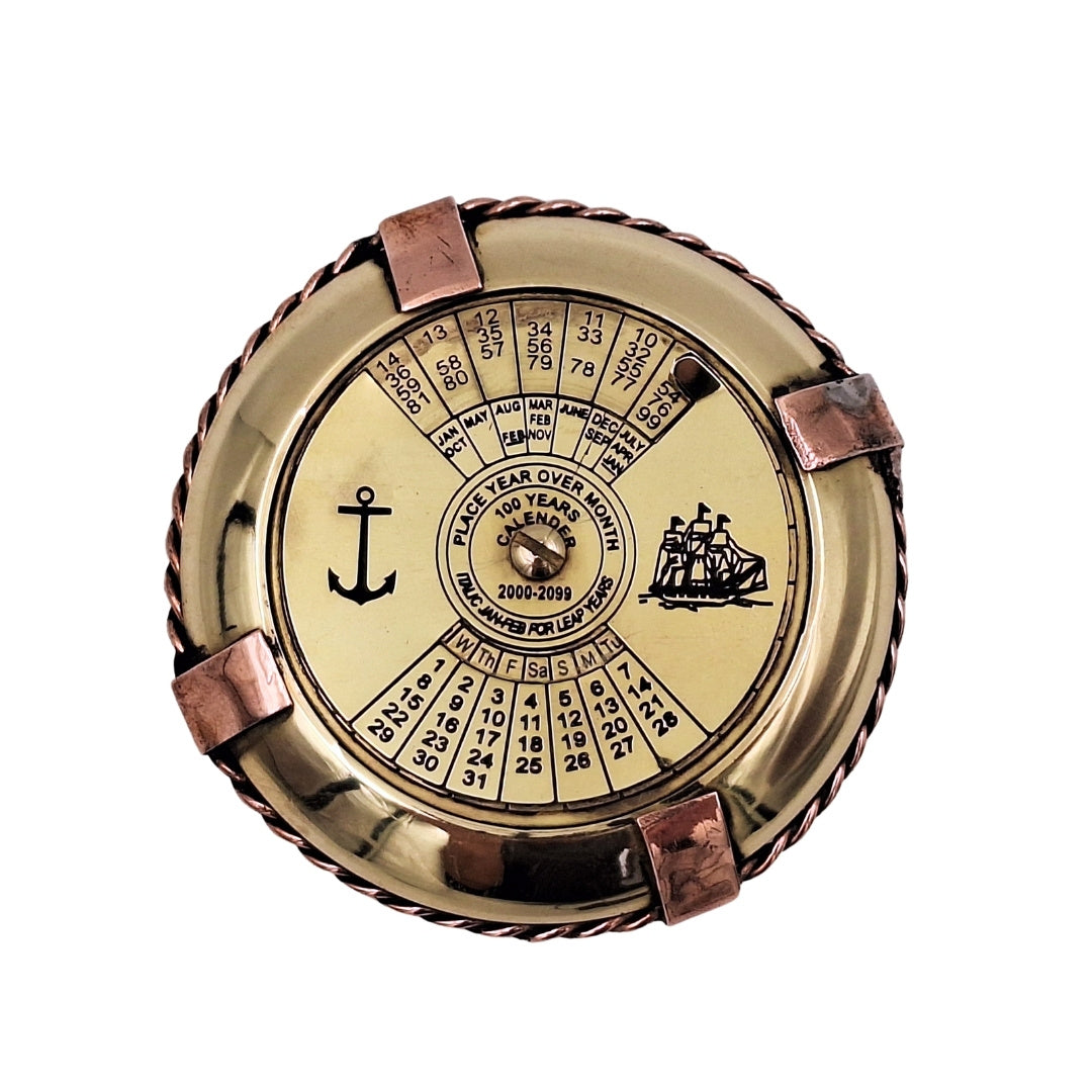 Eleganter maritimer Kalender aus Messing - NI1422