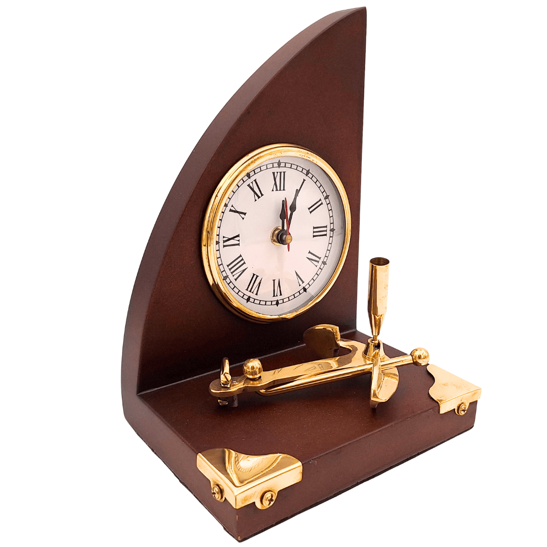 Maritimes Schreibtischset Uhr und Stifthalter – Yacht – TC025