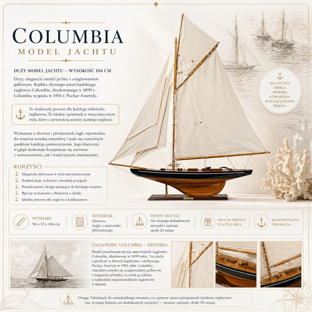 Großes Modell der Yacht Columbia – Höhe 104cm – COL